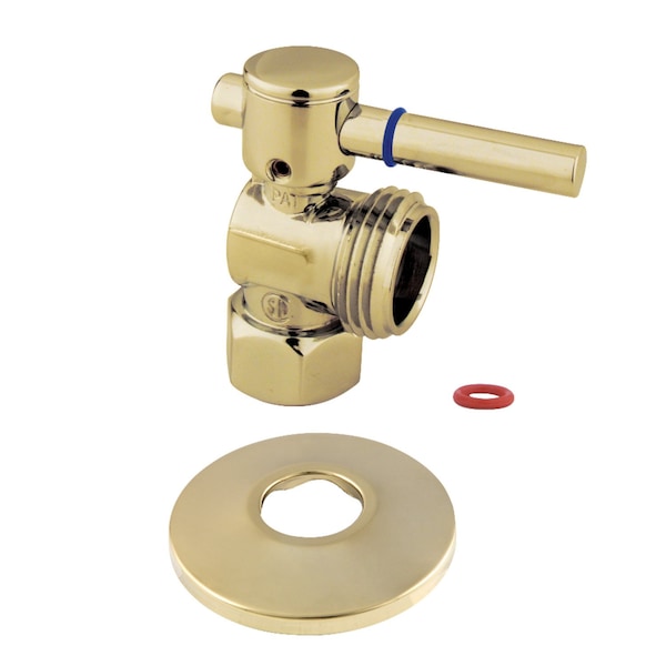 Kingston Brass 1/2" IPSx3/4" Hose Thread Quarter-Turn Angle Stop Vlv W/ Flange, Brass CC13002DLK - main